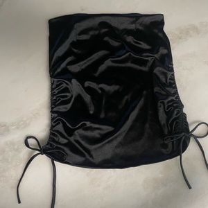 Black Silky Ruched Skirt